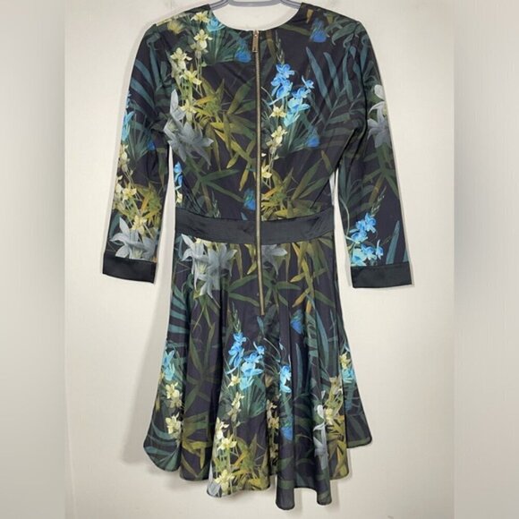 Ted Baker London Hailia Twilight Tropical Floral Print Dress size 1 - Picture 3 of 8